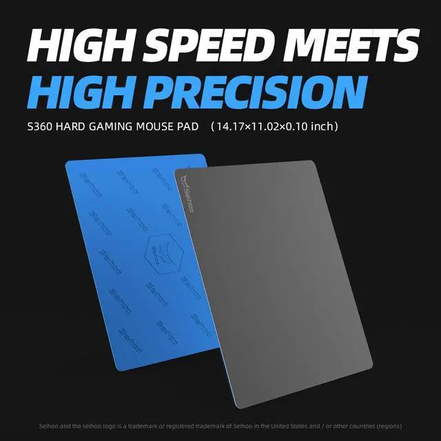 Alt view image 2 of 5 - Seihoo Hard Gaming Mouse Pad, 3 Layers Mouse Pad with Resin Surface, Premium Dual-Side Waterproof Sweatproof Fast and Accurate Control Hard Mousepad for Gaming, Office and Home 14.17'' x 11.02''-Grey