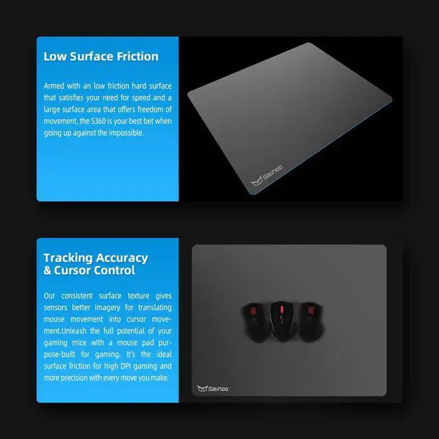 Alt view image 4 of 5 - Seihoo Hard Gaming Mouse Pad, 3 Layers Mouse Pad with Resin Surface, Premium Dual-Side Waterproof Sweatproof Fast and Accurate Control Hard Mousepad for Gaming, Office and Home 14.17'' x 11.02''-Grey