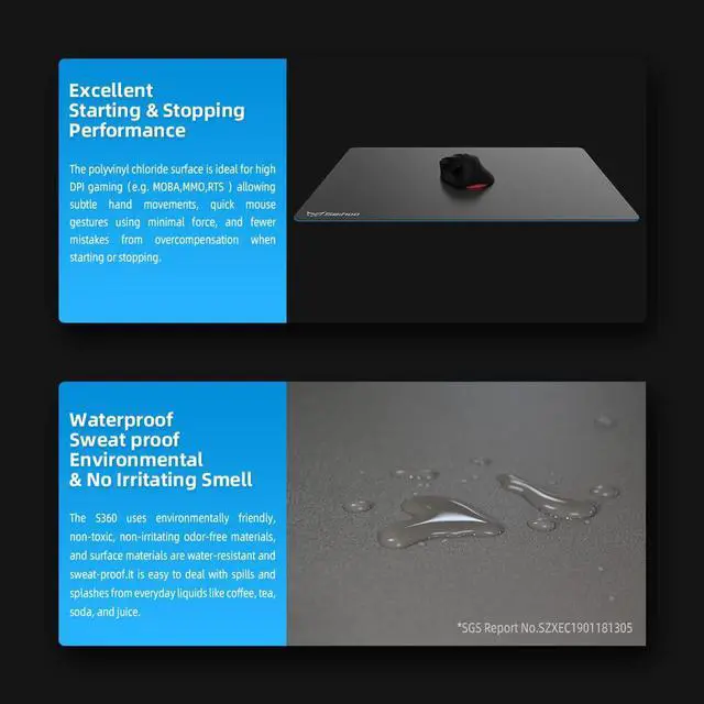 Alt view image 5 of 5 - Seihoo Hard Gaming Mouse Pad, 3 Layers Mouse Pad with Resin Surface, Premium Dual-Side Waterproof Sweatproof Fast and Accurate Control Hard Mousepad for Gaming, Office and Home 14.17'' x 11.02''-Grey