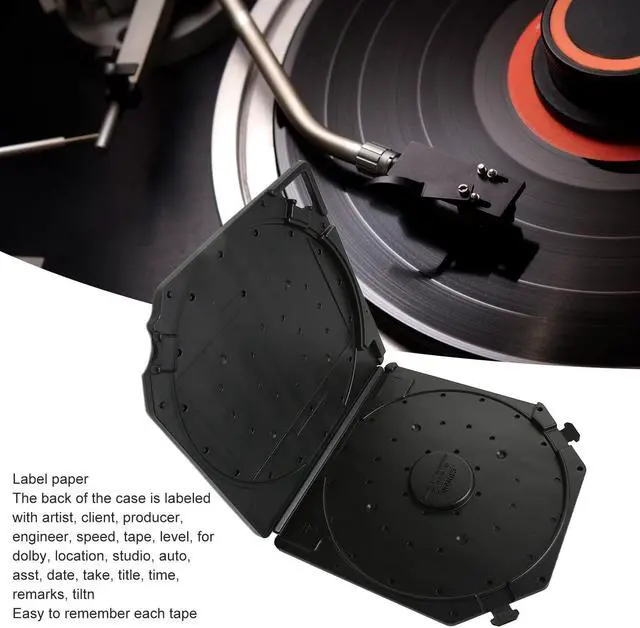 Alt view image 2 of 5 - 10 Inch Empty Tape Reel Storage Box, Reel to Reel Tape Storage Boxes with Label Paper and Carry Handle, Scratch Full, for Sound Tapes (Black)