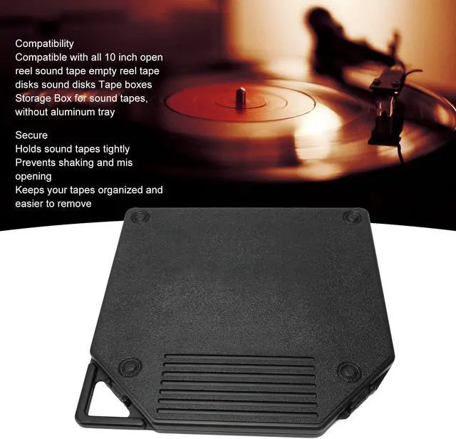 Alt view image 3 of 5 - 10 Inch Empty Tape Reel Storage Box, Reel to Reel Tape Storage Boxes with Label Paper and Carry Handle, Scratch Full, for Sound Tapes (Black)