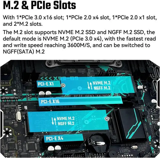 Alt view image 4 of 5 - SHANGZHAOYUAN X99 B9 Motherboard LGA 2011-3 for Intel Xeon E5 V3/V4 Core i7 Series Processors (DDR4 Max 128GB, PCIe 3.0, NVME/NGFF M.2, Gigabit LAN, SATA 3.0, USB 3.0) PC Server Motherboard M-ATX