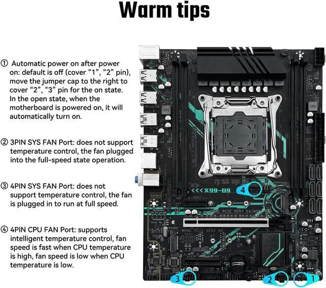 Alt view image 5 of 5 - SHANGZHAOYUAN X99 B9 Motherboard LGA 2011-3 for Intel Xeon E5 V3/V4 Core i7 Series Processors (DDR4 Max 128GB, PCIe 3.0, NVME/NGFF M.2, Gigabit LAN, SATA 3.0, USB 3.0) PC Server Motherboard M-ATX
