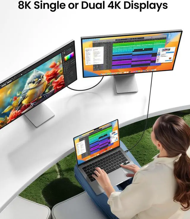 Alt view image 5 of 5 - Silkland USB4 Cable for Thunderbolt 4 Cable (4FT+6.6FT), 40Gbps, 240W, 8K/5K@60Hz