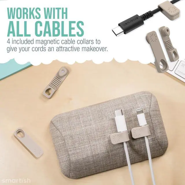 Alt view image 4 of 5 - Smartish Bigger Cable Wrangler and Charger Bundle - Cable Organizer with 2-in-1 USB-C to USB-C/Lightning Cable Fast Charger 100W - Lightly Toasted Beige