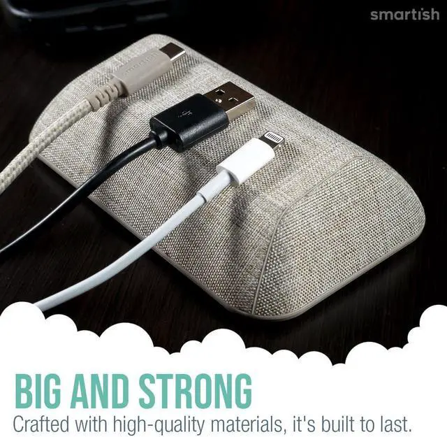 Alt view image 3 of 5 - Smartish Bigger Cable Wrangler and Charger Bundle - Cable Organizer with 2-in-1 USB-C to USB-C/Lightning Cable Fast Charger 100W - Lightly Toasted Beige
