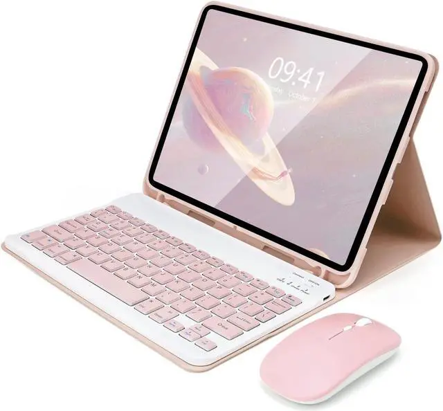 Main image of SOPPY Keyboard Case with Mouse for iPad Air 11-inch (M3 2025 / M2 2024) & Air 5th/4th Gen & iPad Pro 11 inch (1st/2nd/3rd/4th Gen), Detachable Bluetooth Keyboard Cover, Rechargeable, Pink