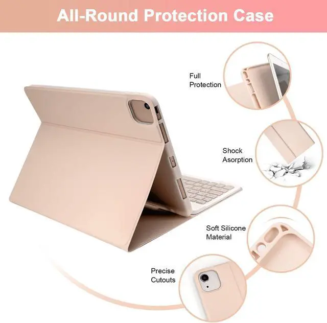 Alt view image 4 of 5 - SOPPY Keyboard Case with Mouse for iPad Air 11-inch (M3 2025 / M2 2024) & Air 5th/4th Gen & iPad Pro 11 inch (1st/2nd/3rd/4th Gen), Detachable Bluetooth Keyboard Cover, Rechargeable, Pink