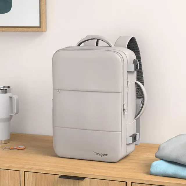 Alt view image 2 of 5 - Taygeer Laptop Backpack Purse for Women, Backpack for College Essentials with 15.6inch Laptop Compartment, Travel Bag Airline Approved CarryOn Work Bag for Nursing Doctor Business Travel, Brown