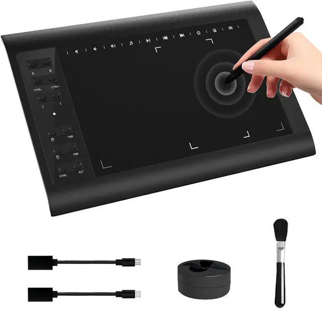 Main image of TeinenRon Graphics Drawing Tablet, 10x6 Inch Drawing Tablet with 8192 Level Pen,12 Hot Keys,Digital Drawing Pad Compatible with PC/Mac/Android for Painting,Design&Online Teach
