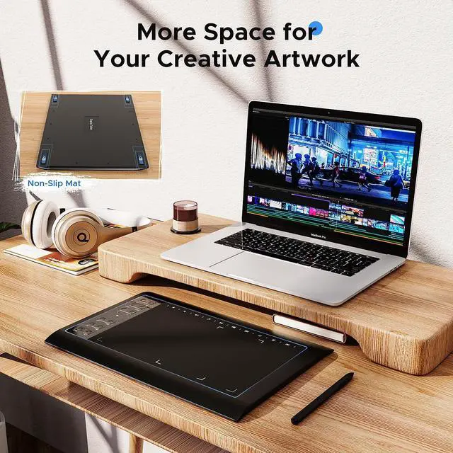 Alt view image 2 of 5 - TeinenRon Graphics Drawing Tablet, 10x6 Inch Drawing Tablet with 8192 Level Pen,12 Hot Keys,Digital Drawing Pad Compatible with PC/Mac/Android for Painting,Design&Online Teach