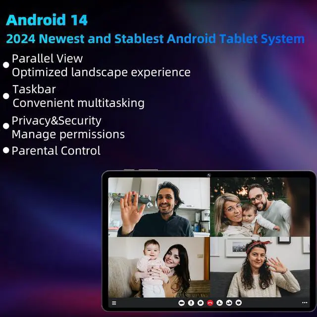 Alt view image 5 of 5 - Android 14 Tablet,10 inch Tablets, Octa Core CPU, 10GB+64GB+512GB Expansion, 1280x800 HD IPS Touchcreen Display , Wi-Fi6, Dual Camera, 6000mAh Battery, Bluetooth5, 2 in 1 Tablet PC,Widevine L1