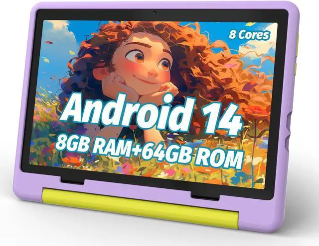 Main image of URAO Kids Tablet, Android 14 Tablet for Kids 10 inch Octa-Core with Case, 64GB 1TB TF Card Expandable for Toddler Children, Parental Control, Dual Camera, WiFi,Gift