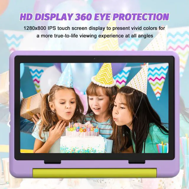 Alt view image 3 of 5 - URAO Kids Tablet, Android 14 Tablet for Kids 10 inch Octa-Core with Case, 64GB 1TB TF Card Expandable for Toddler Children, Parental Control, Dual Camera, WiFi,Gift