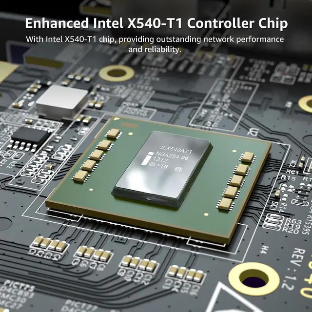 Alt view image 3 of 5 - 10G PCI-E Network Card Single RJ45 Port, 10G NIC with Intel X540-T1 Conrtoller, VIMIN 10Gb Base-T Ethernet Network Card Compatible with PCI Express X8, X16, Support Windows/Windows Server/Linux/VMware