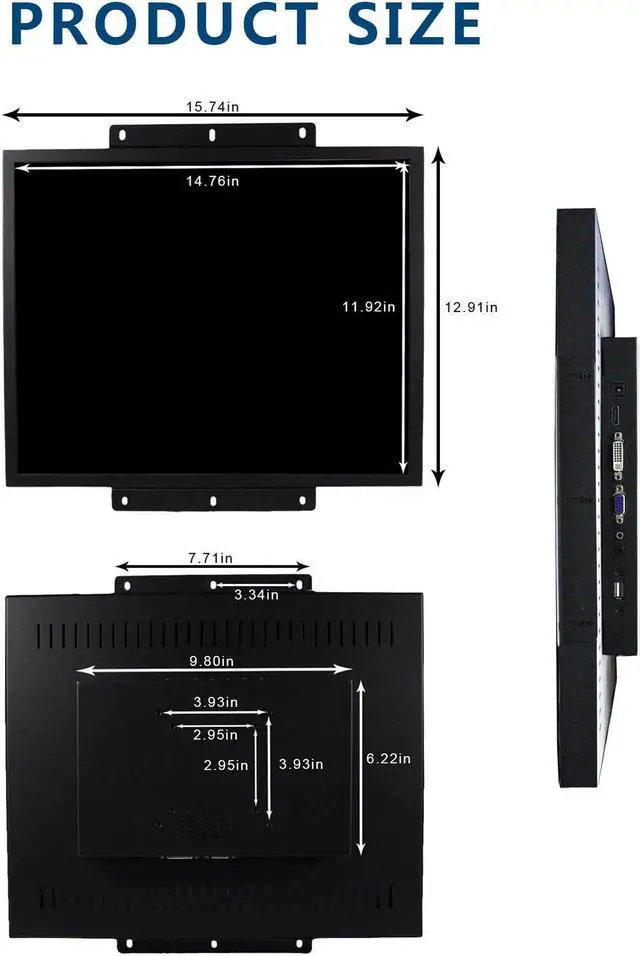 Alt view image 3 of 5 - VSDISPLAY 19Inch LCD Monitor 1280x1024 High Brightness Display Support VGA/DVI Video Input,for Gaming/Industrial Secondary Monitor