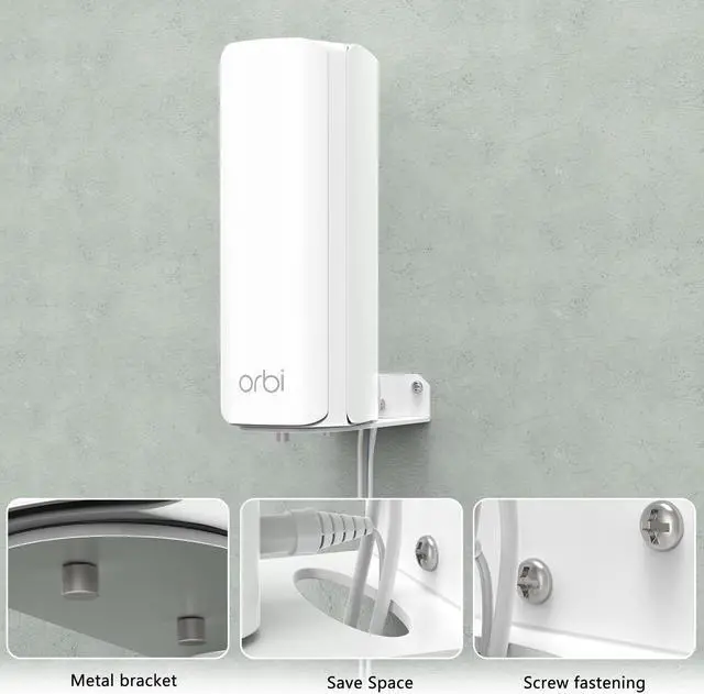 Alt view image 4 of 5 - VOMENC Wall Mount Holder Compatible with Orbi WiFi 7 Mesh System (RBE770/RBE772/RBE773), for Orbi 770/970 /870 Series WiFi Accessories Mounting with Easy Installation and Space Saving (2pack)
