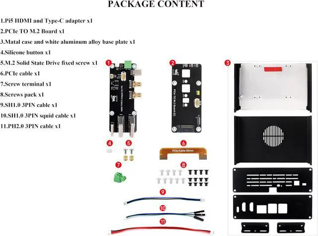 Alt view image 2 of 5 - Multi-Functional All-in-One Mini-Computer Kit Compatible with Raspberry Pi 5, Pi5 PCIe Box Includes Aluminum Alloy Case, PCIe to M.2 Adapter Board, Pi5 HDMI and Type-C Adapter Board