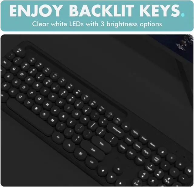 Alt view image 4 of 5 - X9 Wired Keyboard and Mouse Combo - Cute Colorful Blue Keyboard with Round Keycaps, 109 Silent Fullsize Keys with Phone/Tablet Dock, Backlit Aesthetic and Pastel Keyboard