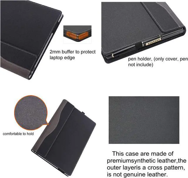 Alt view image 4 of 5 - XISICIAO Case for Microsoft Surface Laptop 7 13.8" (2024 Released) (Model: 2036), Detachable Notebook Sleeve, Computer Bag Protective Cover PU Shell with Heat Dissipation Hole (Blue)