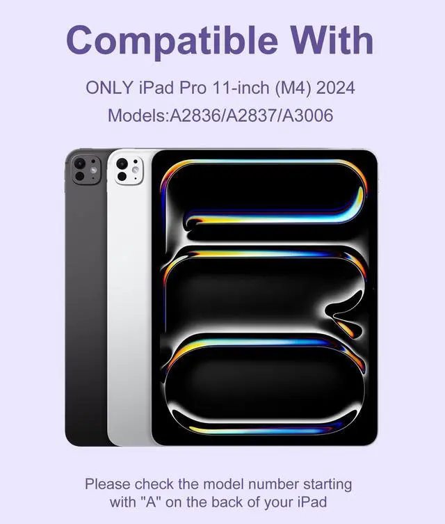 Alt view image 2 of 5 - Hamile for iPad Pro 11-inch Case with Keyboard (M4) - Magnetic Wireless Detachable Keyboard with Multi-Touch Trackpad 7 Colors Backlit Stain Proof Folio Cover for iPad Pro 11 Inch 2024 - Purple