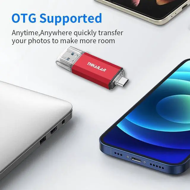 Alt view image 3 of 5 - Thkailar USB Flash Drive 512GB,Type A and Type C Ports 2 in 1 OTG USB 3.1 Thumb Drive,Memory Stick for Business Traveler Compatible with iPhone 15/Android Phone/PC/Mac Pro/Laptop(Red)