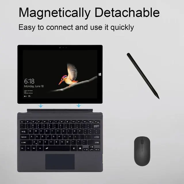 Alt view image 4 of 5 - Zoof Type Cover for Microsoft Surface Pro 7+ / Pro 7 / Pro 6 / Pro 5 / Pro 4 / Pro 3, 12.3 inch, Ultra-Slim Wireless 7 Color Backlit Tablet Keyboard with Multi Touchpad Bluetooch (Black with Backlit)
