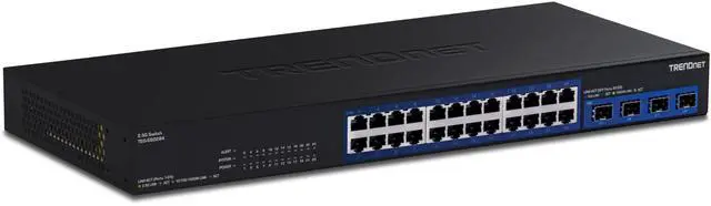 Main image of TRENDnet 28-Port Multi-Gig Switch, TEG-S50284, 24 2.5Gb RJ45 Ports, 4 x 10G SFP+ Ports, NDAA TAA Compliant, Lifetime Protection, 200Gbps Switch Capacity, Rack Mount Ready, Black