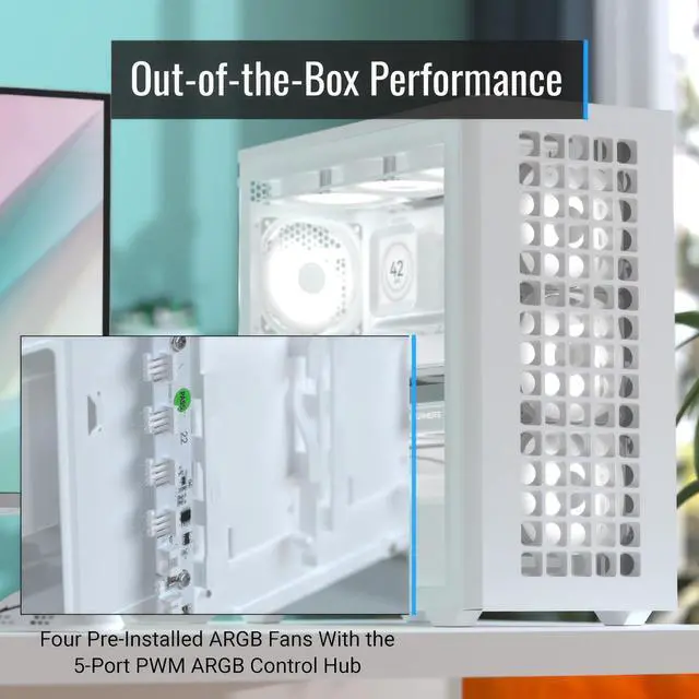 Alt view image 3 of 5 - AeroCool D502A Mid Tower Case, Mesh Front Panel, 360mm Radiator Support, 11 Fan Slots, 400mm GPU, ATX/m-ATX/Mini-ITX, Magnetic Dust Filters, SPCC Steel Construction, Trendy PC Build, White