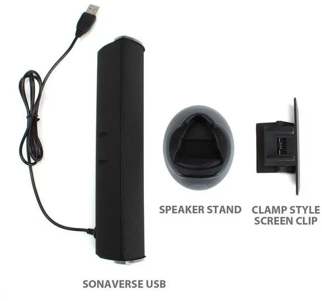 Alt view image 2 of 5 - GOgroove SonaVERSE USB Speakers for Laptop Computer - USB Powered Mini Sound Bar with Clip-On Portable External Speaker Design for Monitor, One Cable for Digital Audio Input and Power (Black)