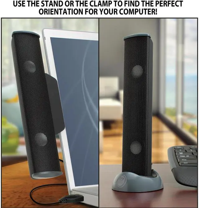Alt view image 3 of 5 - GOgroove SonaVERSE USB Speakers for Laptop Computer - USB Powered Mini Sound Bar with Clip-On Portable External Speaker Design for Monitor, One Cable for Digital Audio Input and Power (Black)