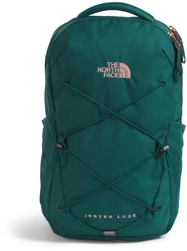 Main image of The North Face Women's Jester Luxe Everyday Laptop Backpack, Deep Nori/Burnt Coral Metallic, One Size