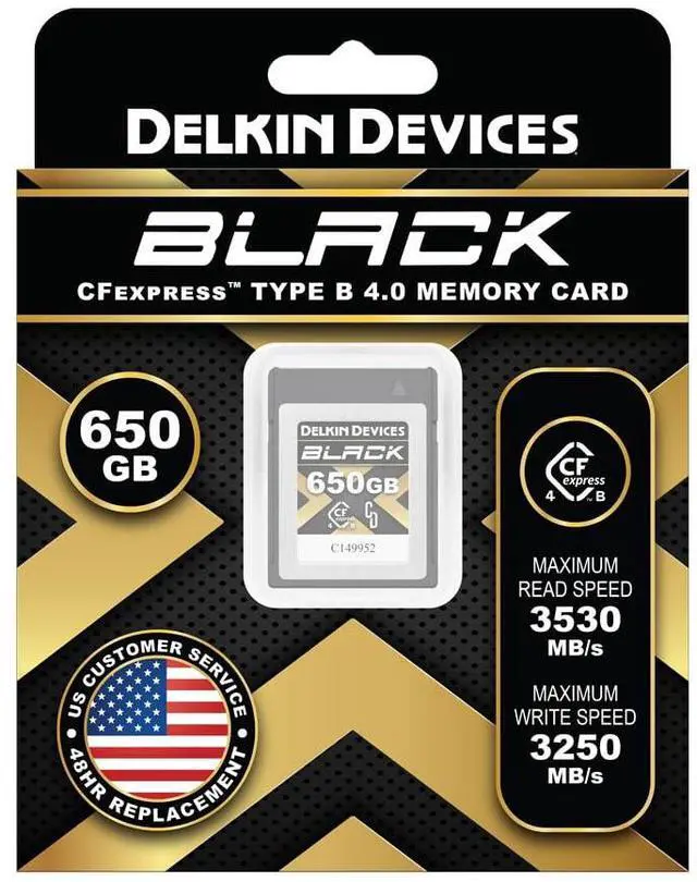 Alt view image 2 of 5 - Delkin Devices Black 650GB CFexpress 4.0 Type B Memory Card with pSLC Flash, up to 3530MB/s Read for Professional Video and Photography
