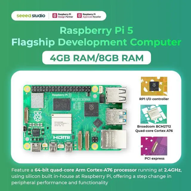Alt view image 4 of 5 - Seeed Studio Raspberry Pi 5 Starter Kit - 4GB RAM128GB Micro SD Card pre-Loaded with 64-bit Raspberry Pi OS