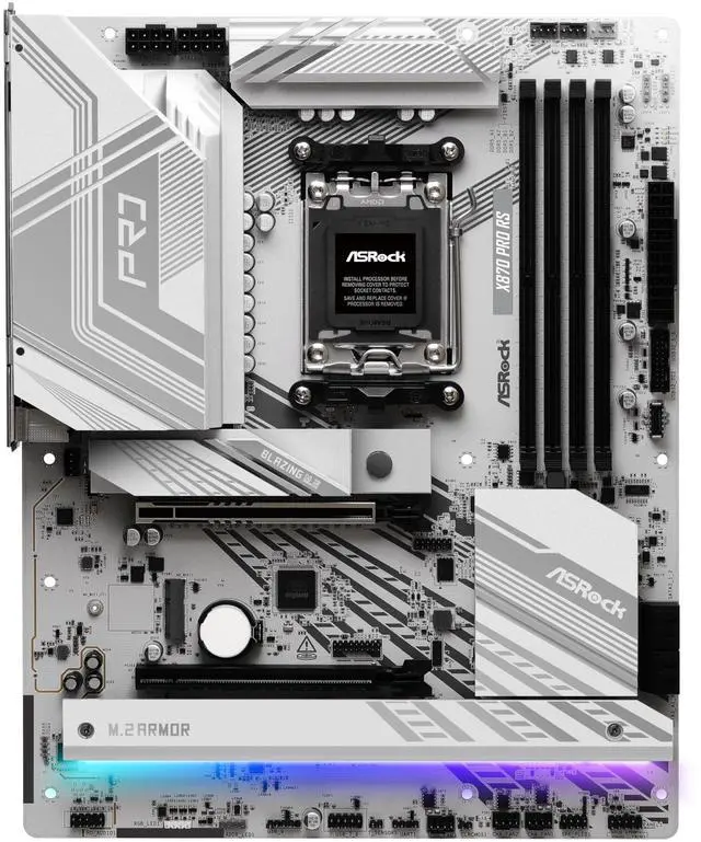 Alt view image 2 of 5 - ASRock X870 Pro RS AMD Ryzen Socket AM5 ATX Motherboard DDR5 DIMMs 8000 MHz 256 GB PCIe Gen5 SATA3 6.0 Gb/s