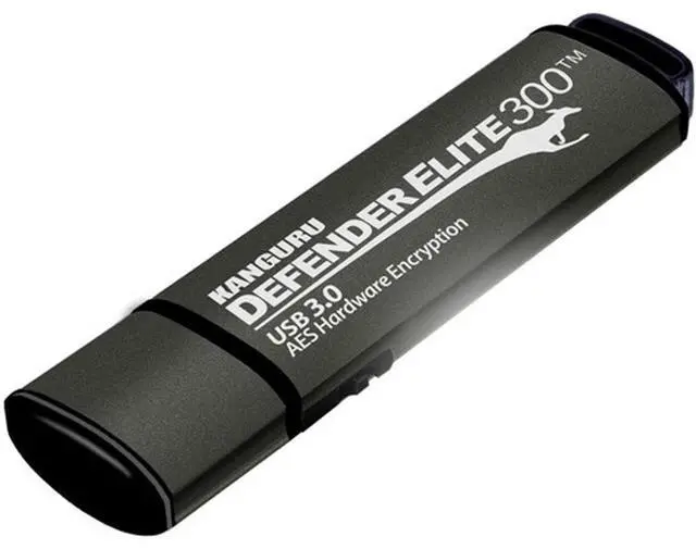 Main image of Kanguru Defender Elite300  256 GB Hardware Encrypted Flash Drive - FIPS 140-2 Certified - SuperSpeed USB 3.0  Water Resistant