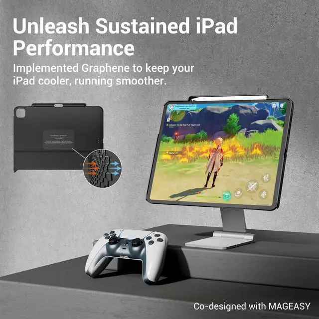 Alt view image 4 of 5 - SWITCHEASY CoverBuddy for 2025 M3 & 2024 M2 iPad Air 13" - Magic Keyboard Compatible Case for iPad Air, Enhanced Thickness & Heat Dissipation [Keyboard Not Included] - Black (Leather)