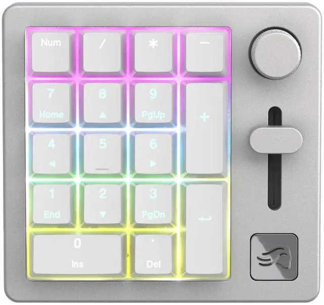 Alt view image 2 of 5 - Glorious GMMK Mechanical Numpad- 10 Key USB Programmable Keypad - Hot Swappable, Volume Control, RGB Backlit, Wired & Wireless Bluetooth - Laptop & Keyboard Accessories- White