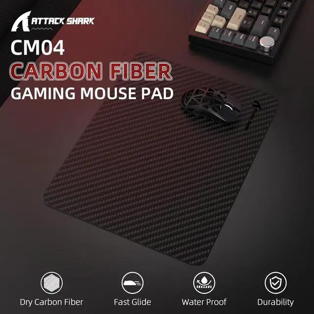 Alt view image 2 of 5 - Attack Shark CM04 Carbon Fiber Gaming Mouse Mat,Esports Mouse Pad G240,Smooth Glide Feeling with Steady Control,Waterproof,Non-Slip Rubber Base, Stitched Edge, Gamer Office Home (14" x 11")