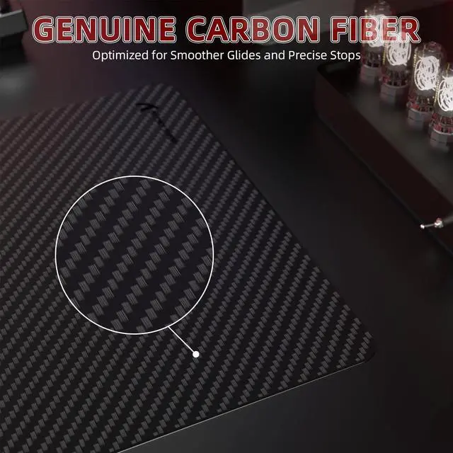 Alt view image 3 of 5 - Attack Shark CM04 Carbon Fiber Gaming Mouse Mat,Esports Mouse Pad G240,Smooth Glide Feeling with Steady Control,Waterproof,Non-Slip Rubber Base, Stitched Edge, Gamer Office Home (14" x 11")