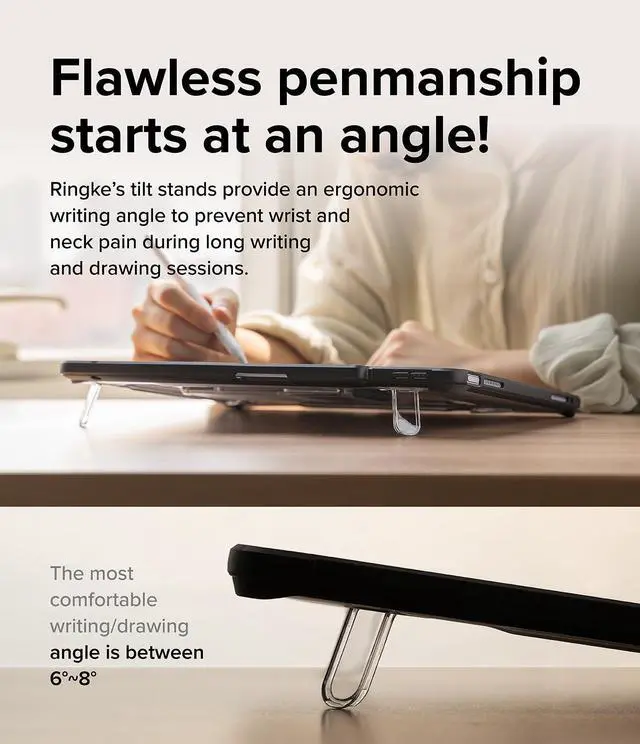 Alt view image 5 of 5 - Ringke Fusion Sketch Stand [Case + Stand] Compatible with iPad Air 13 Inch Case (M3 2025 & M2 2024), Non Yellowing Wobble Free Cover for Writing and Drawing - Black