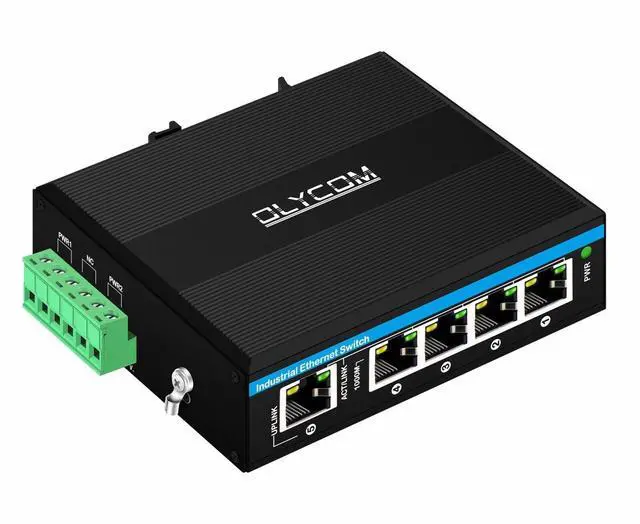 Alt view image 2 of 5 - OLYCOM Outdoor PoE Switch 5port Gigabit Ethernet Switch with DC12V-48V Voltage Input and DC48V Output 30W PoE+ Switch Total 120W Budget Din-Rail Unmanaged Network Switch for Solar Power System
