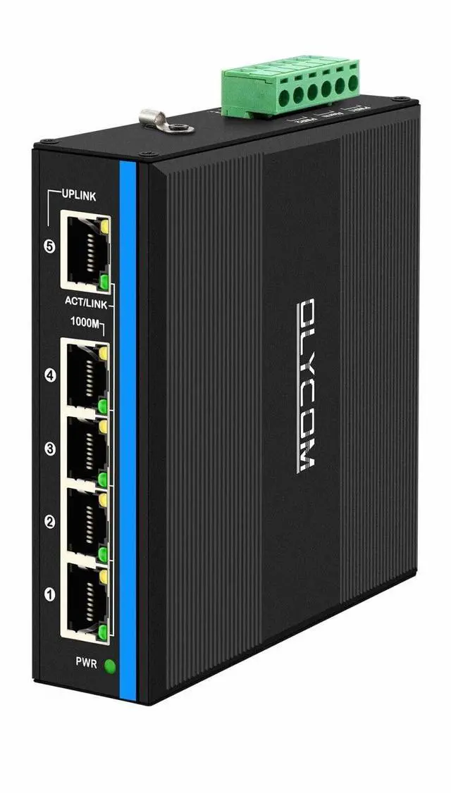 Main image of OLYCOM Outdoor PoE Switch 5port Gigabit Ethernet Switch with DC12V-48V Voltage Input and DC48V Output 30W PoE+ Switch Total 120W Budget Din-Rail Unmanaged Network Switch for Solar Power System
