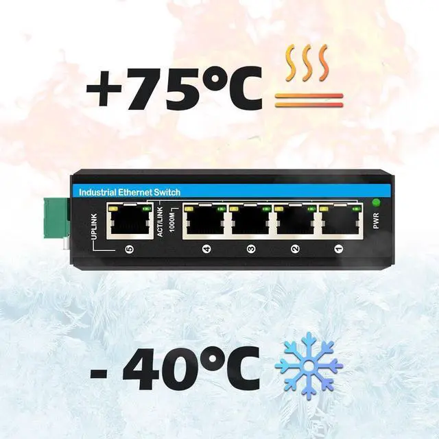 Alt view image 5 of 5 - OLYCOM Outdoor PoE Switch 5port Gigabit Ethernet Switch with DC12V-48V Voltage Input and DC48V Output 30W PoE+ Switch Total 120W Budget Din-Rail Unmanaged Network Switch for Solar Power System