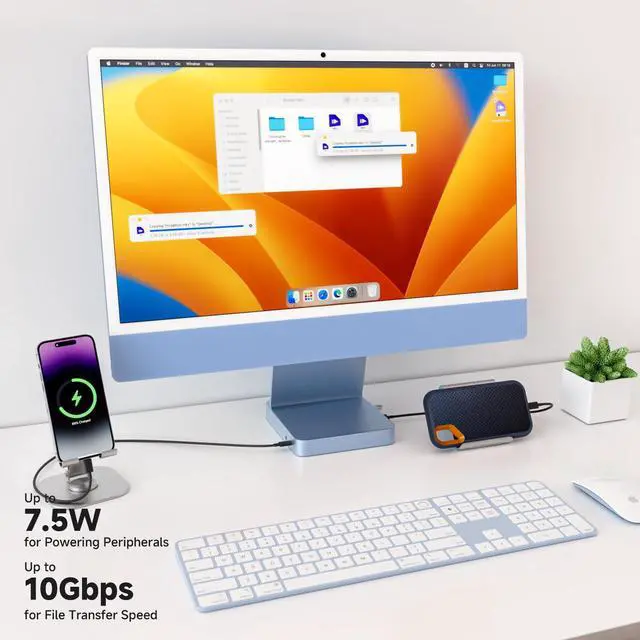 Alt view image 4 of 5 - Minisopuru iExpandMate DS802PRO iMac Accessories with 4K@60Hz HDMI, USB C Charging, 2.5GbE, 4TB M.2 SSD Enclosure, USB C Hub for iMac 24 inch M1/M3/M4, iMac Hub with 4 x USB, SD/TF, Audio | Blue