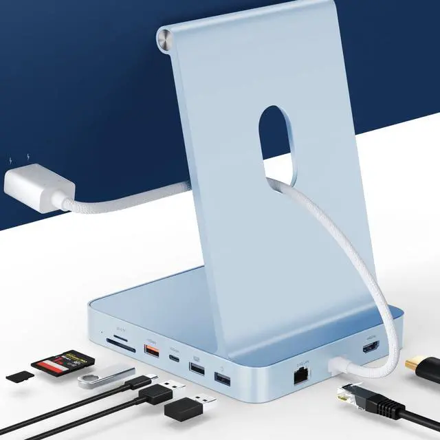 Main image of Minisopuru iExpandMate DS802PRO iMac Accessories with 4K@60Hz HDMI, USB C Charging, 2.5GbE, 4TB M.2 SSD Enclosure, USB C Hub for iMac 24 inch M1/M3/M4, iMac Hub with 4 x USB, SD/TF, Audio | Blue