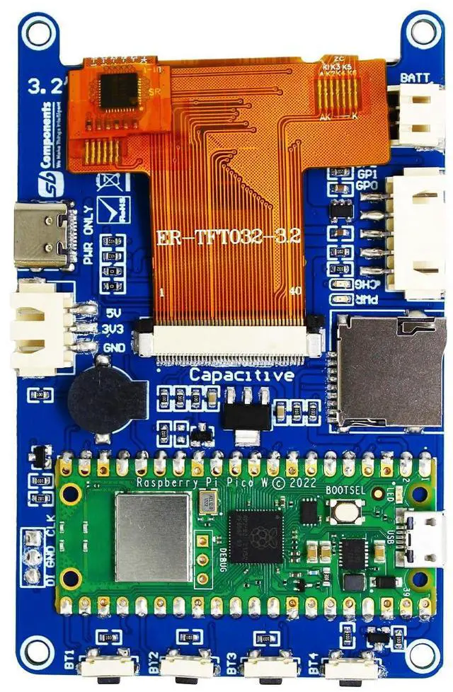 Alt view image 2 of 5 - Touchsy 3.2inch LCD Display based on Raspberry Pi Pico W, 3.2" SPI Interface Raspberry Pi Pico Touch Screen Display with Onboard Pico W, 4 Programmable Buttons & Joystick (Capacitive Touch)