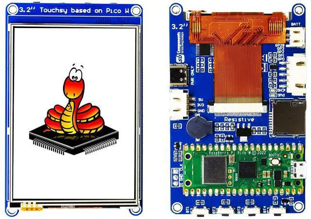 Alt view image 3 of 5 - Touchsy 3.2inch LCD Display based on Raspberry Pi Pico W, 3.2" SPI Interface Raspberry Pi Pico Touch Screen Display with Onboard Pico W, 4 Programmable Buttons & Joystick (Capacitive Touch)