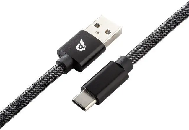 Alt view image 4 of 5 - GUNMJO Pro Custom Coiled USB C Cable for Gaming Keyboard, Double-Sleeved Mechanical Keyboard Cable with Detachable Aluminum Aviator, 1.5M USB-C to USB-A, Carbon Black Color