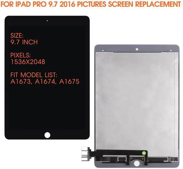 Alt view image 2 of 5 - for iPad Pro 9.7 2016 Screen Replacement iPad Pro 9.7 A1673 LCD Display A1675 A1674 LCD Replacement Touch Screen Digitizer Repair Parts (Black)
